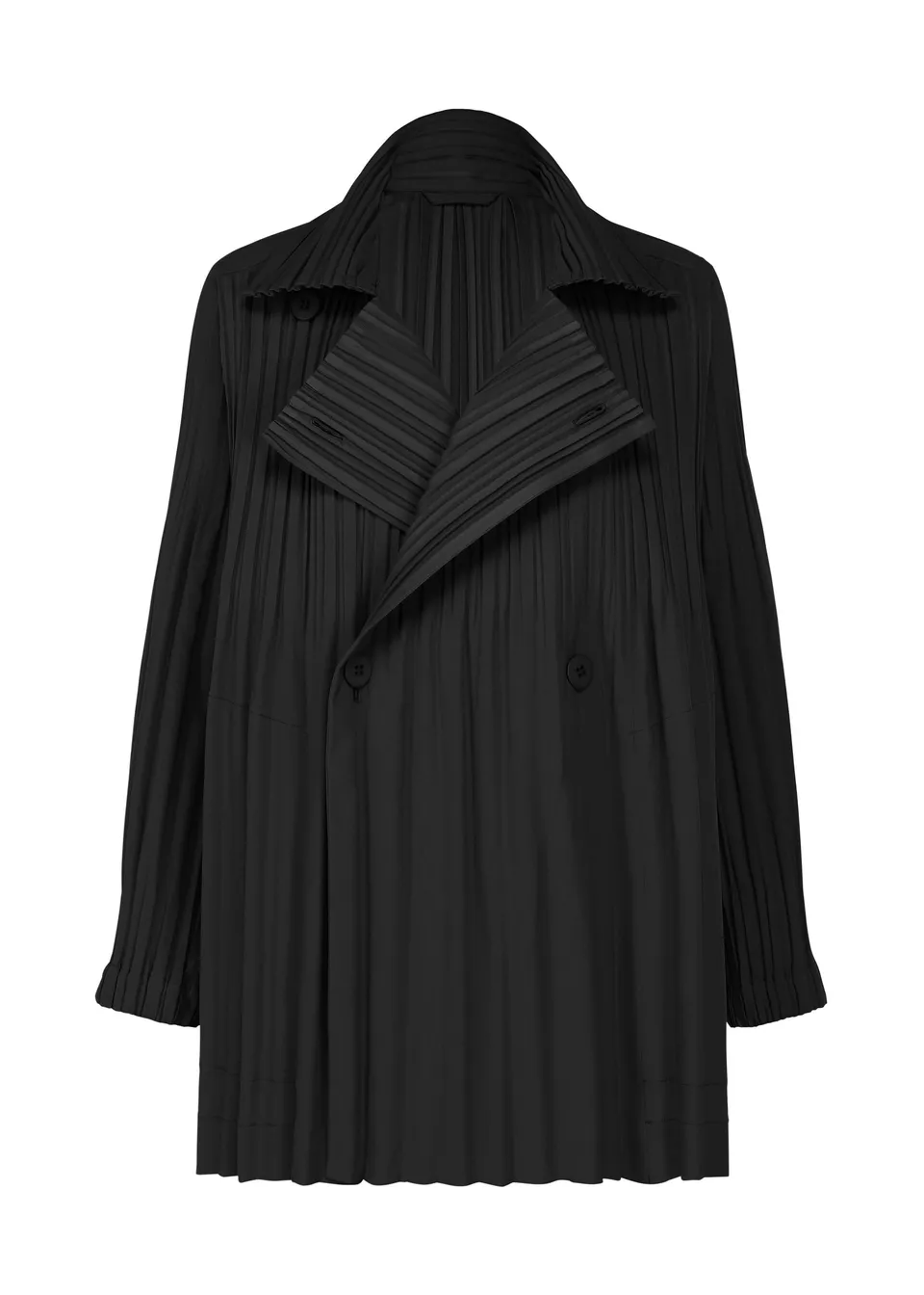 PLEATS PLEASE ISSEY MIYAKE SMOOTH COAT kabát černá
