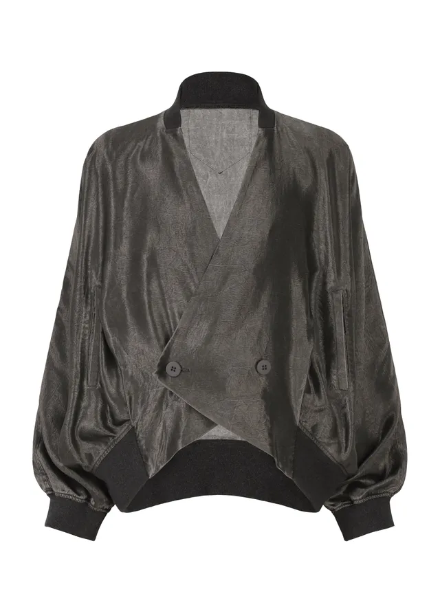 Issey Miyake Satin Wash bunda charcoal gray acetátová