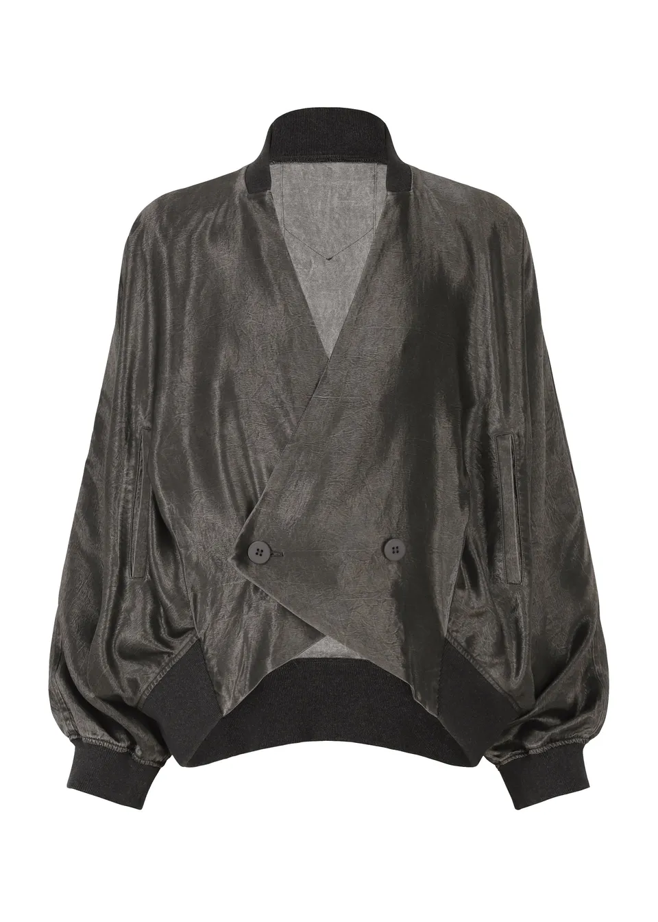 Issey Miyake Satin Wash bunda charcoal gray acetátová