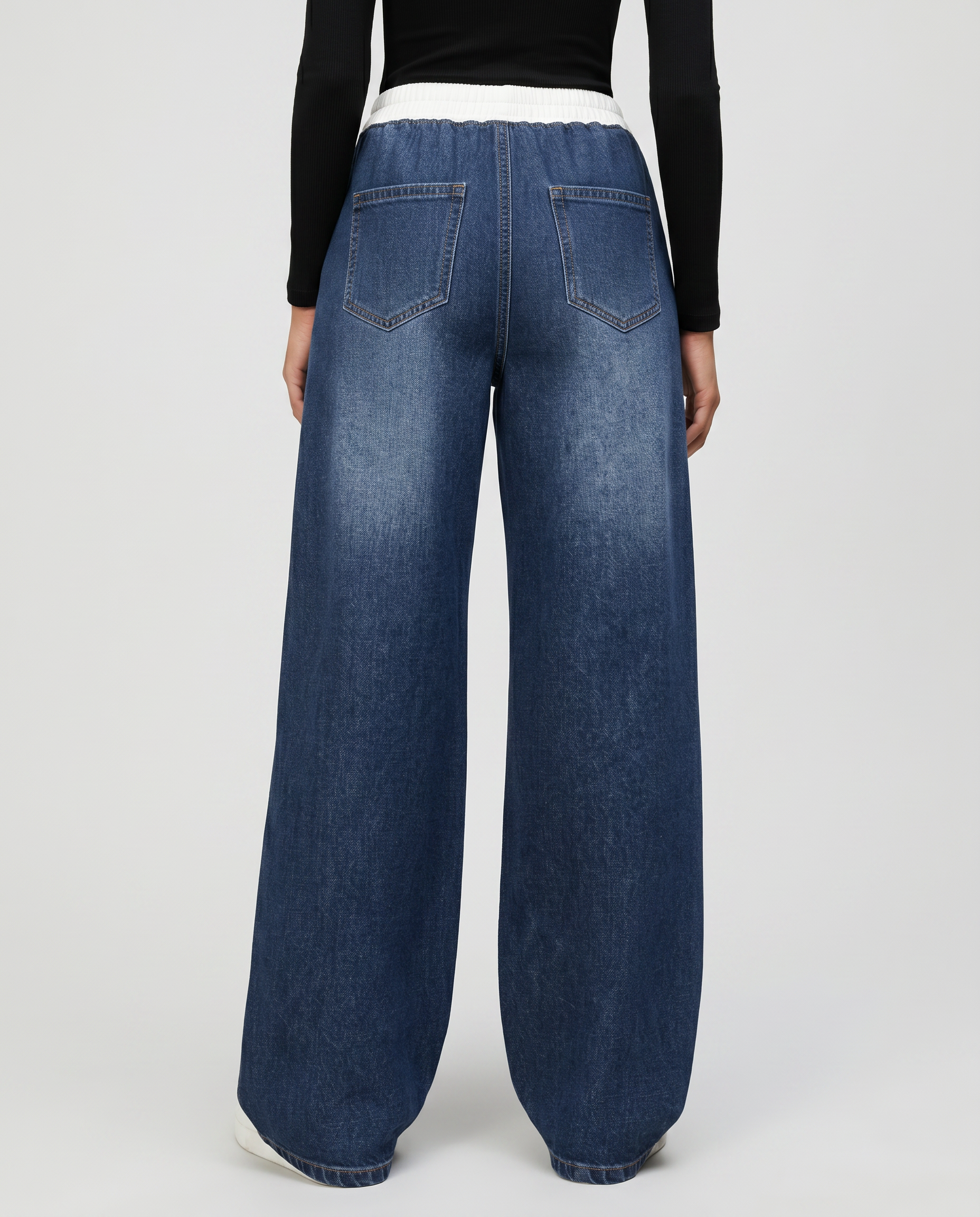 Norielle široké džíny modré šňůrka v pase denim