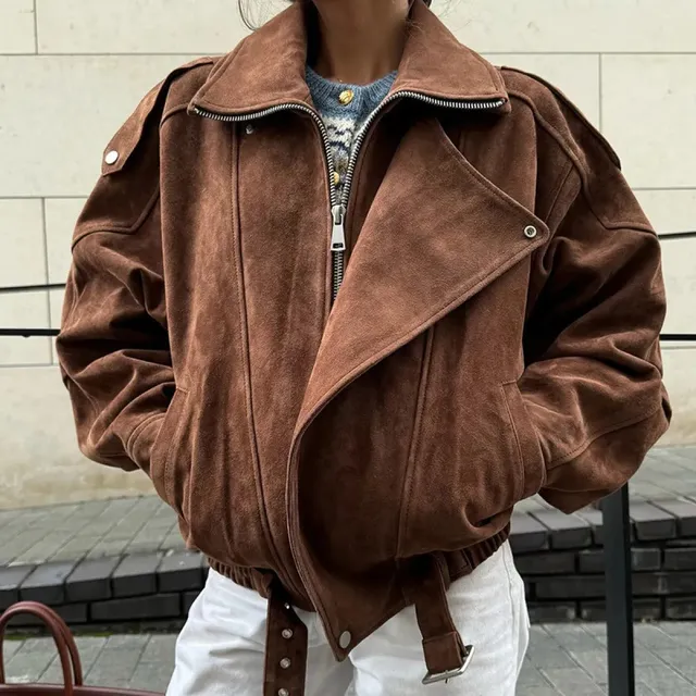 Norielle Bomber bunda semišová hnědá S