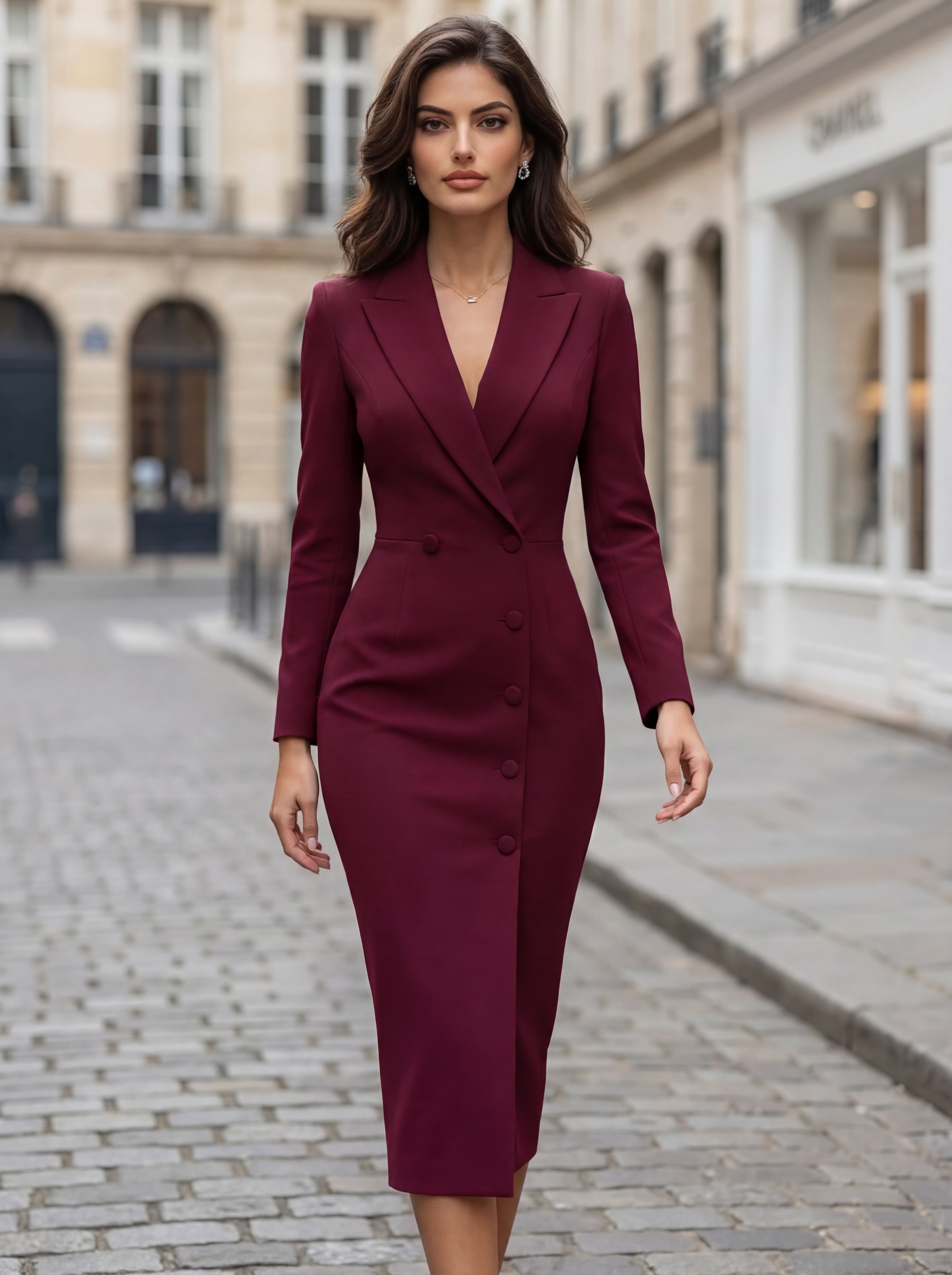Norielle Blazer midi šaty bílá s kapsami