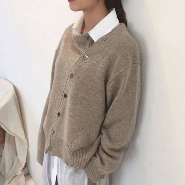 Norielle pletený cardigan s límečkem hnědá