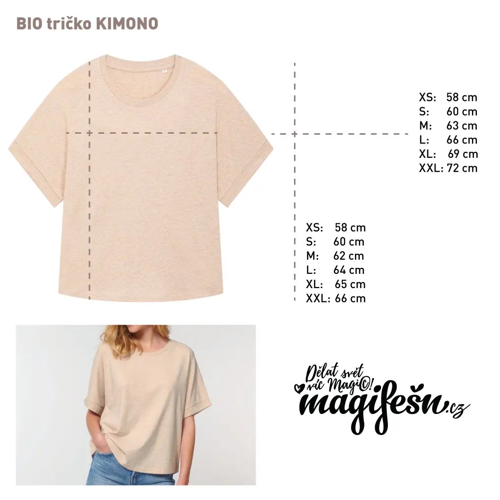 Magifešn BIO Tričko KIMONO tričko Tropické pivoňky bio