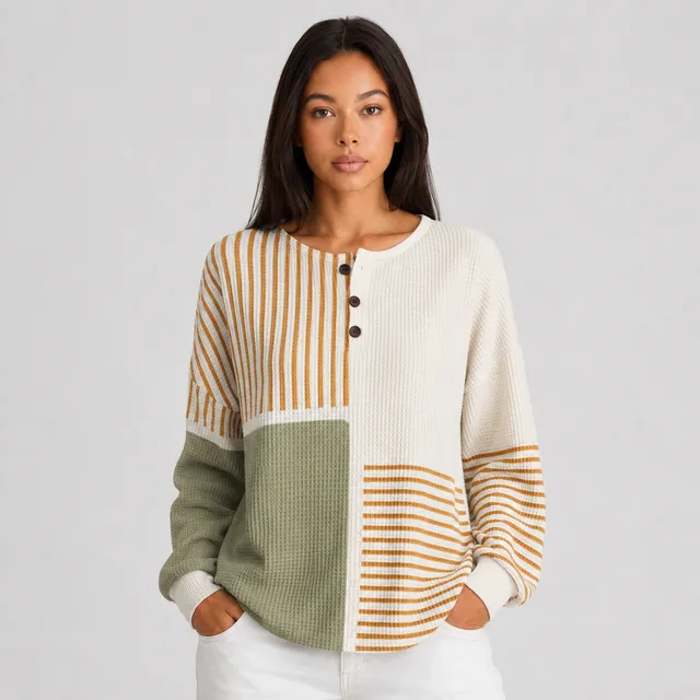 Norielle vaflový svetr dámský pulovr colour block