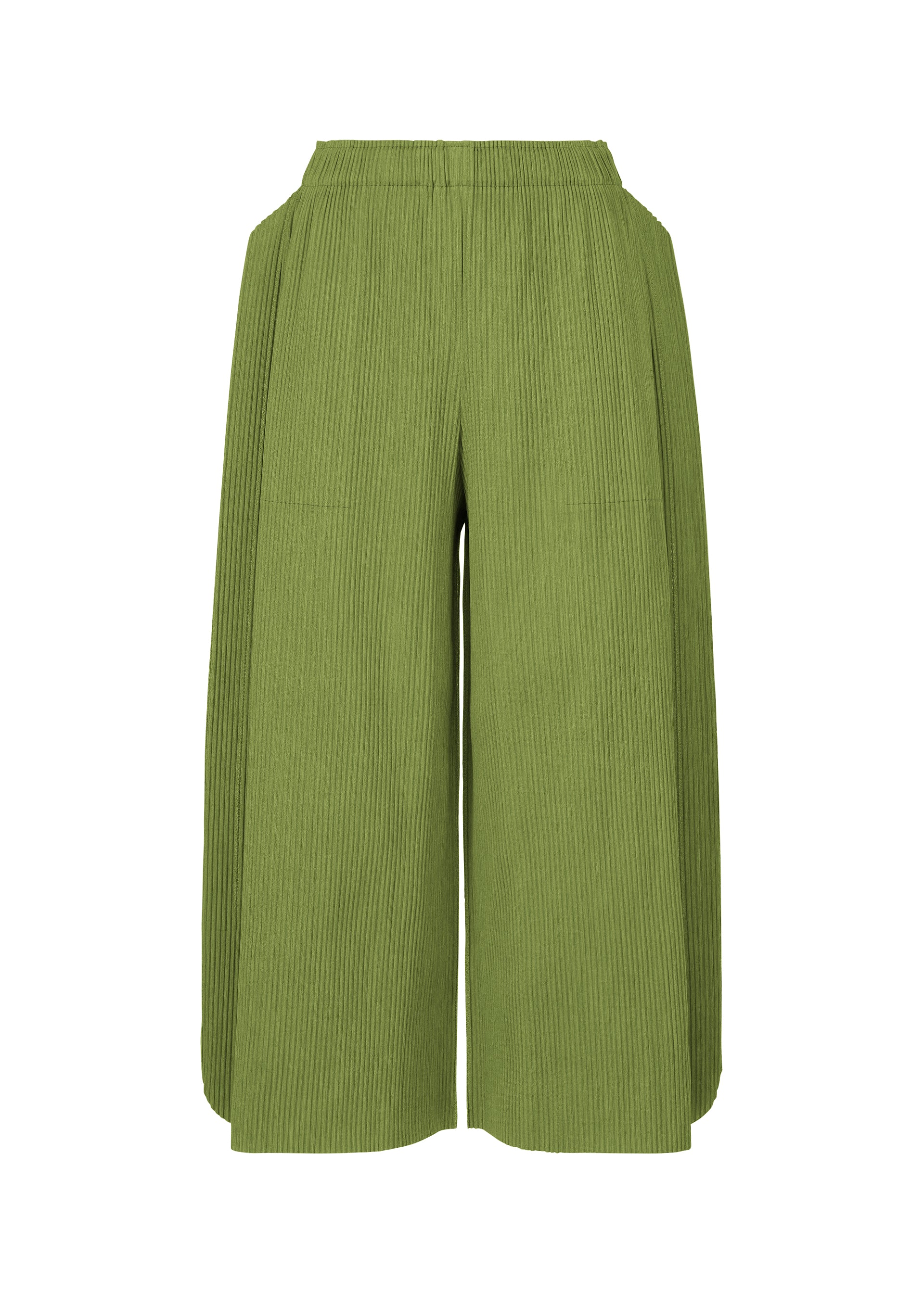 Issey Miyake Mix Fine Knit Pleats kalhoty žluté široké