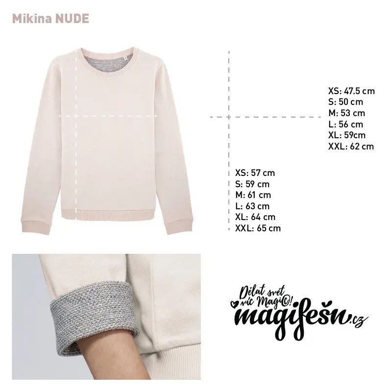 Magifešn Nude mikina Folkolor B&W biobavlněná