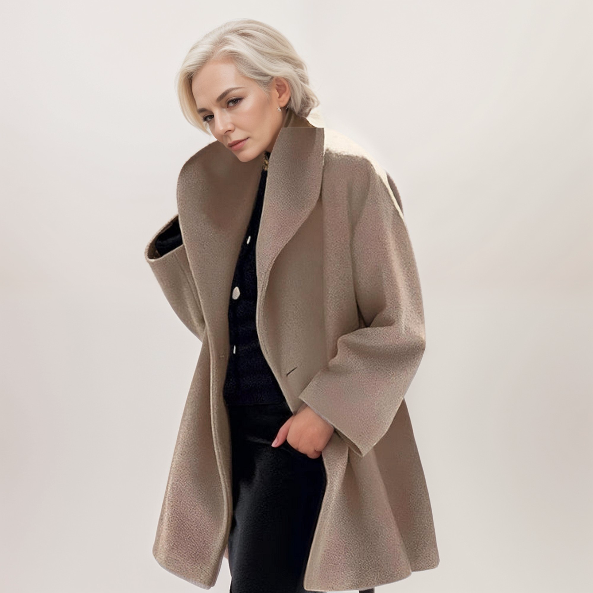 Norielle modrý oversize plášť se šálovým límcem