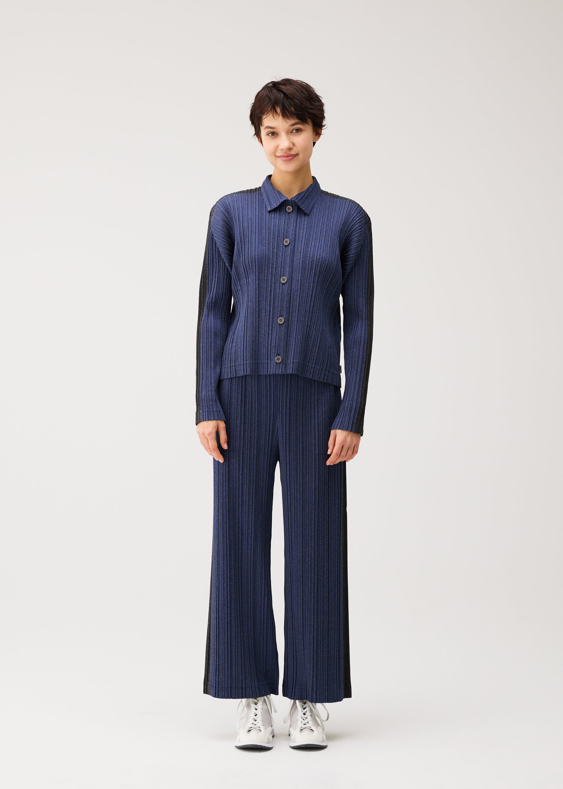 Pleats Please Issey Miyake Cotton Denim bunda tmavě zelená