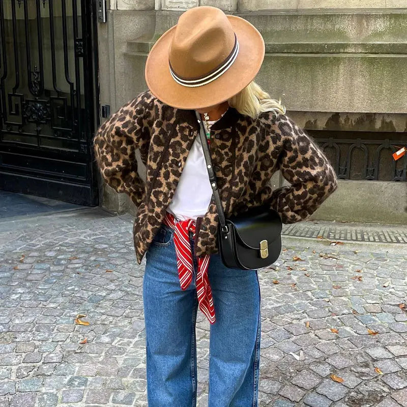 Norielle Léona dámská pletená vesta leopard hnědá