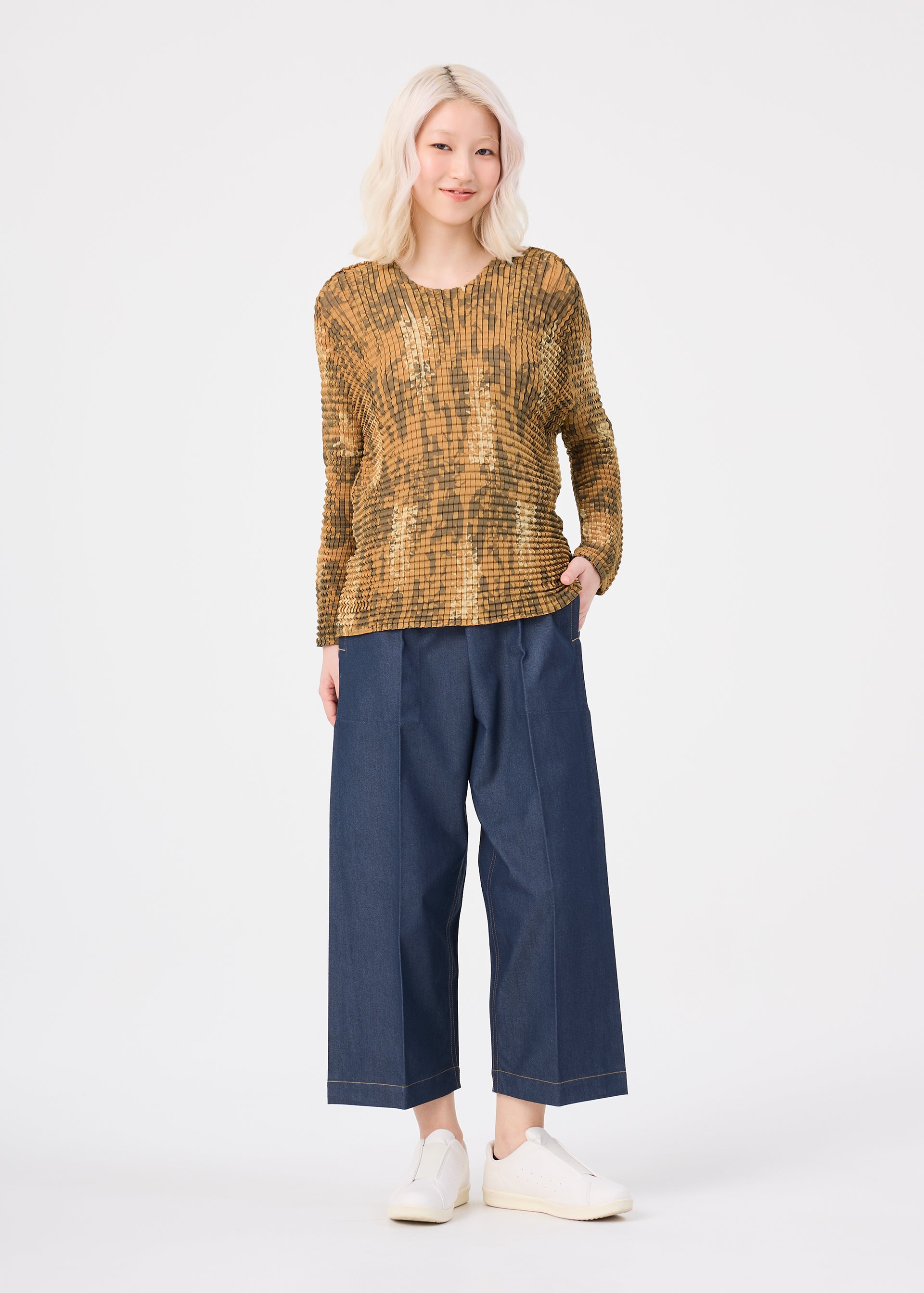Issey Miyake Leaf Pleats Shirt top zelený