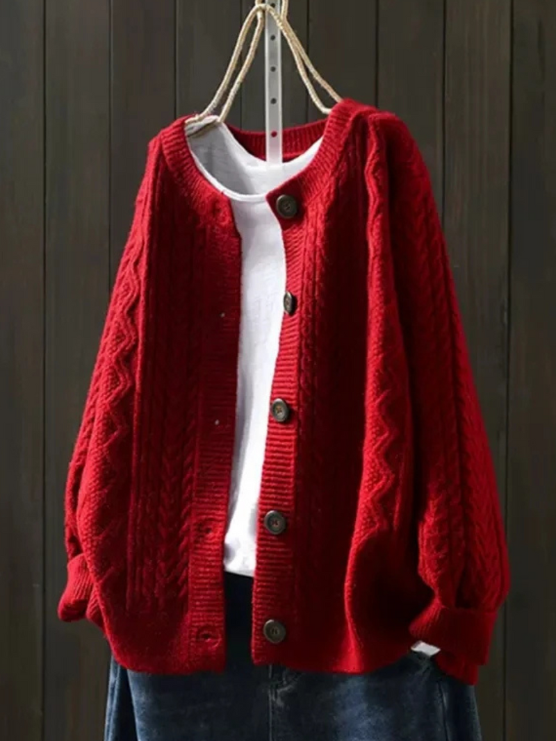 Norielle Camel pletený kardigan béžová copánkový vzor S–3XL