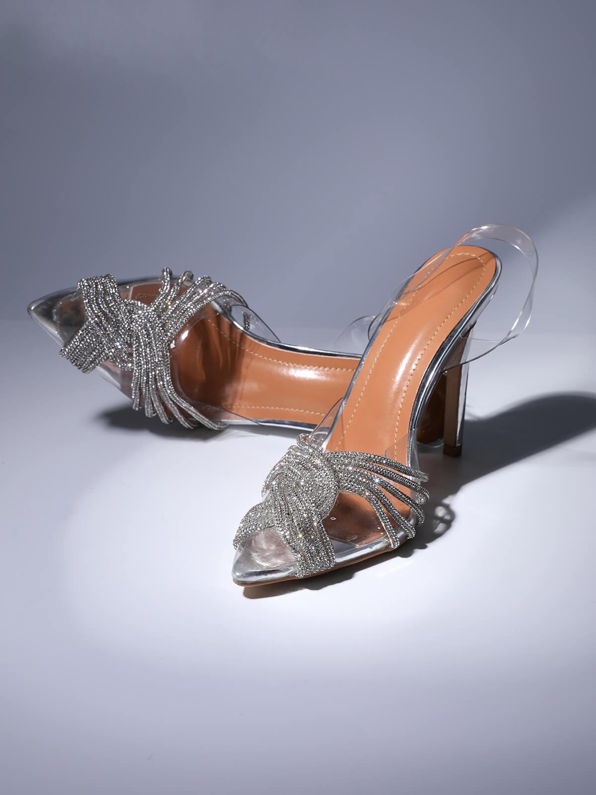 Norielle lodičky slingback stříbrné s kamínky