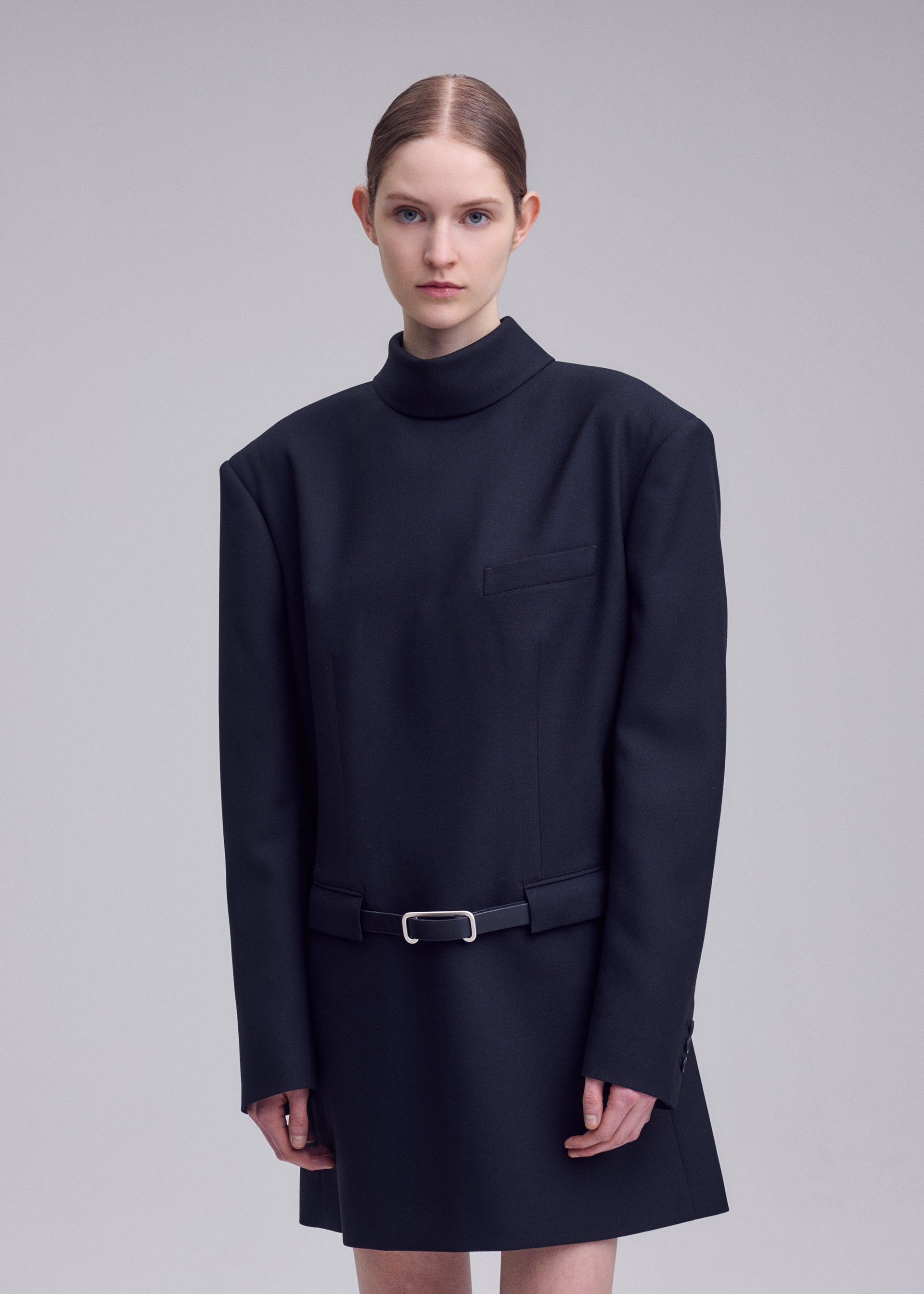 Issey Miyake Untitled tunika černá vlněná rolák