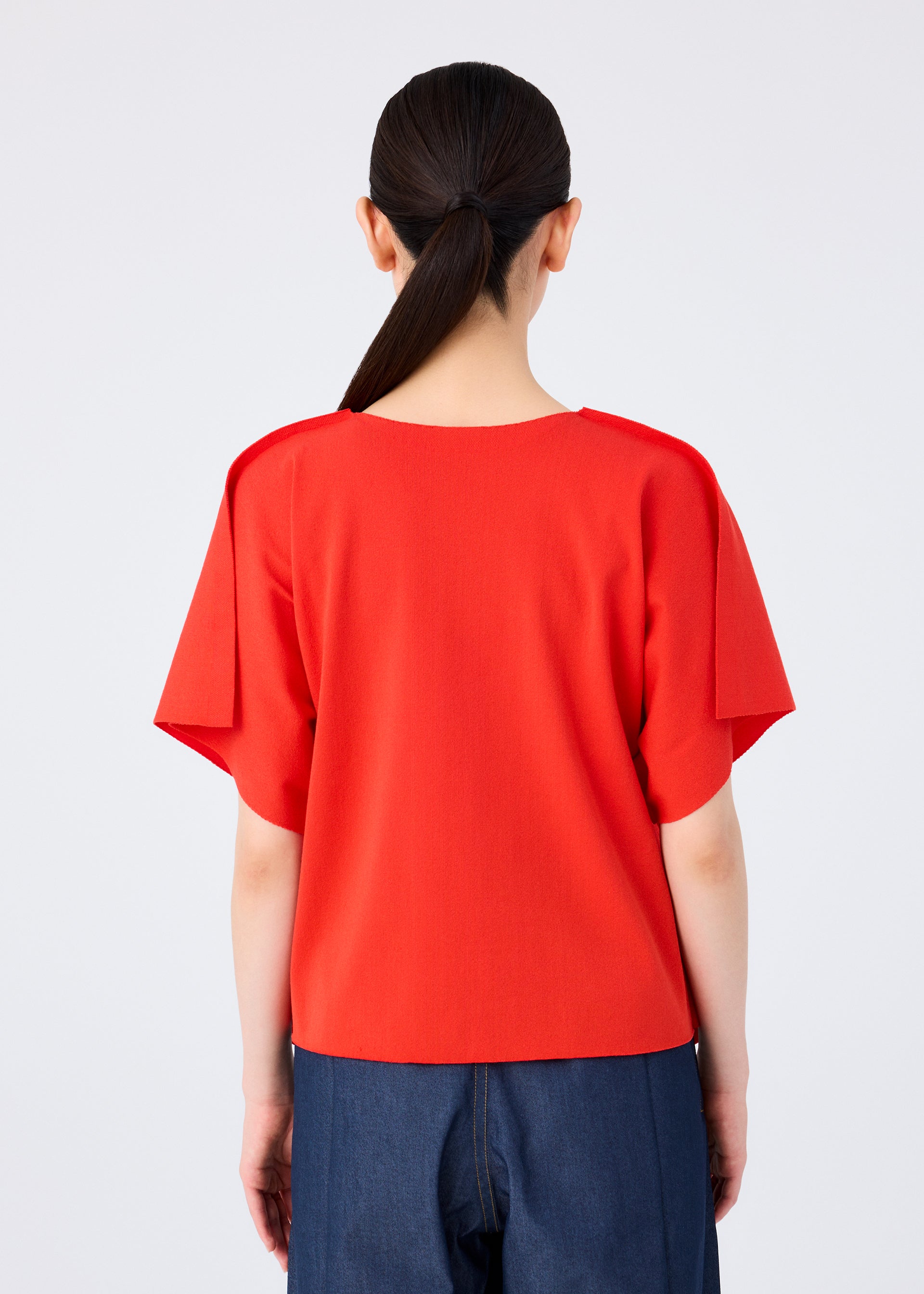 Issey Miyake me Flat Jersey top černý bavlna kapsa