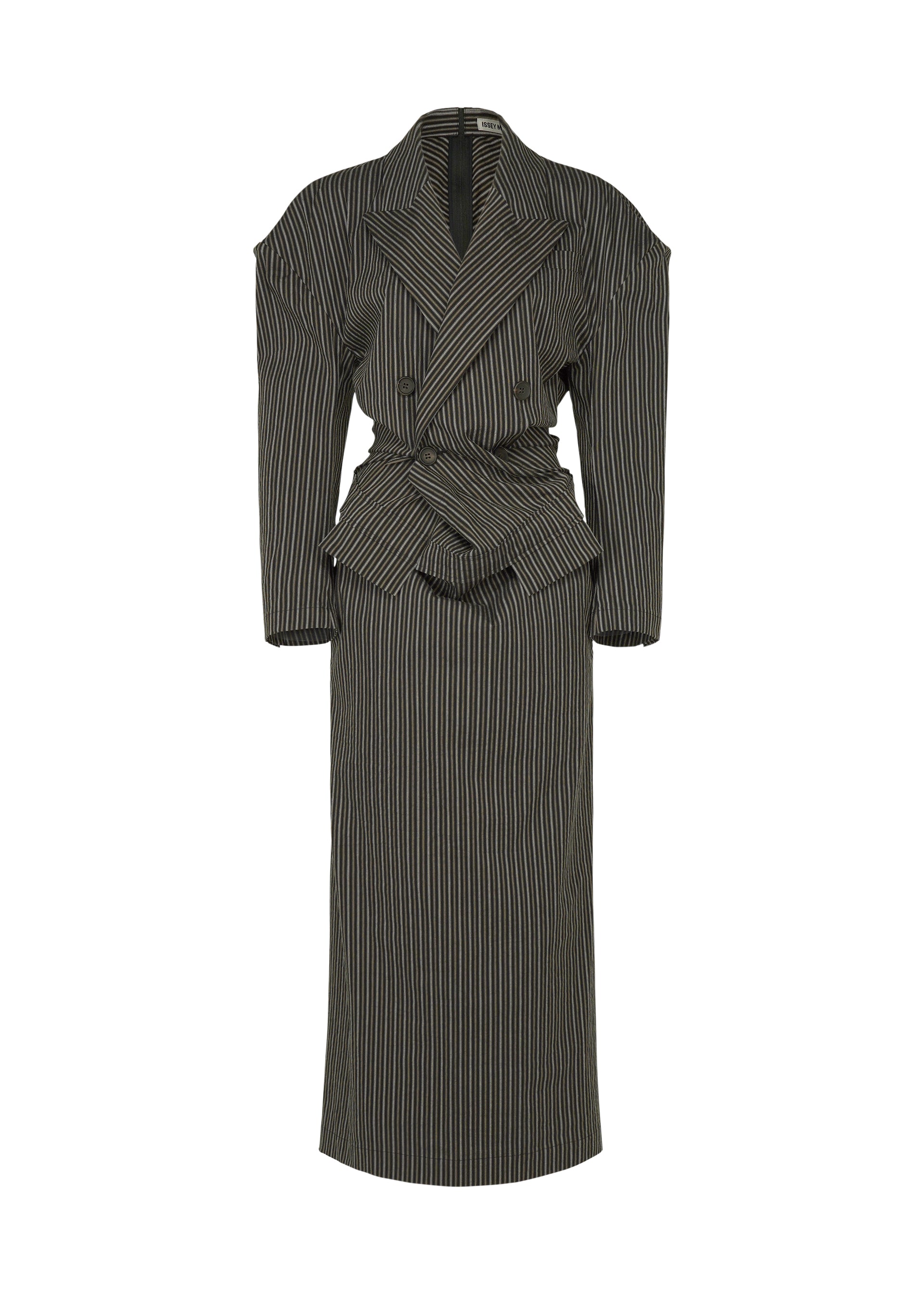 Issey Miyake Allow Stripe šaty bílé washi strečové