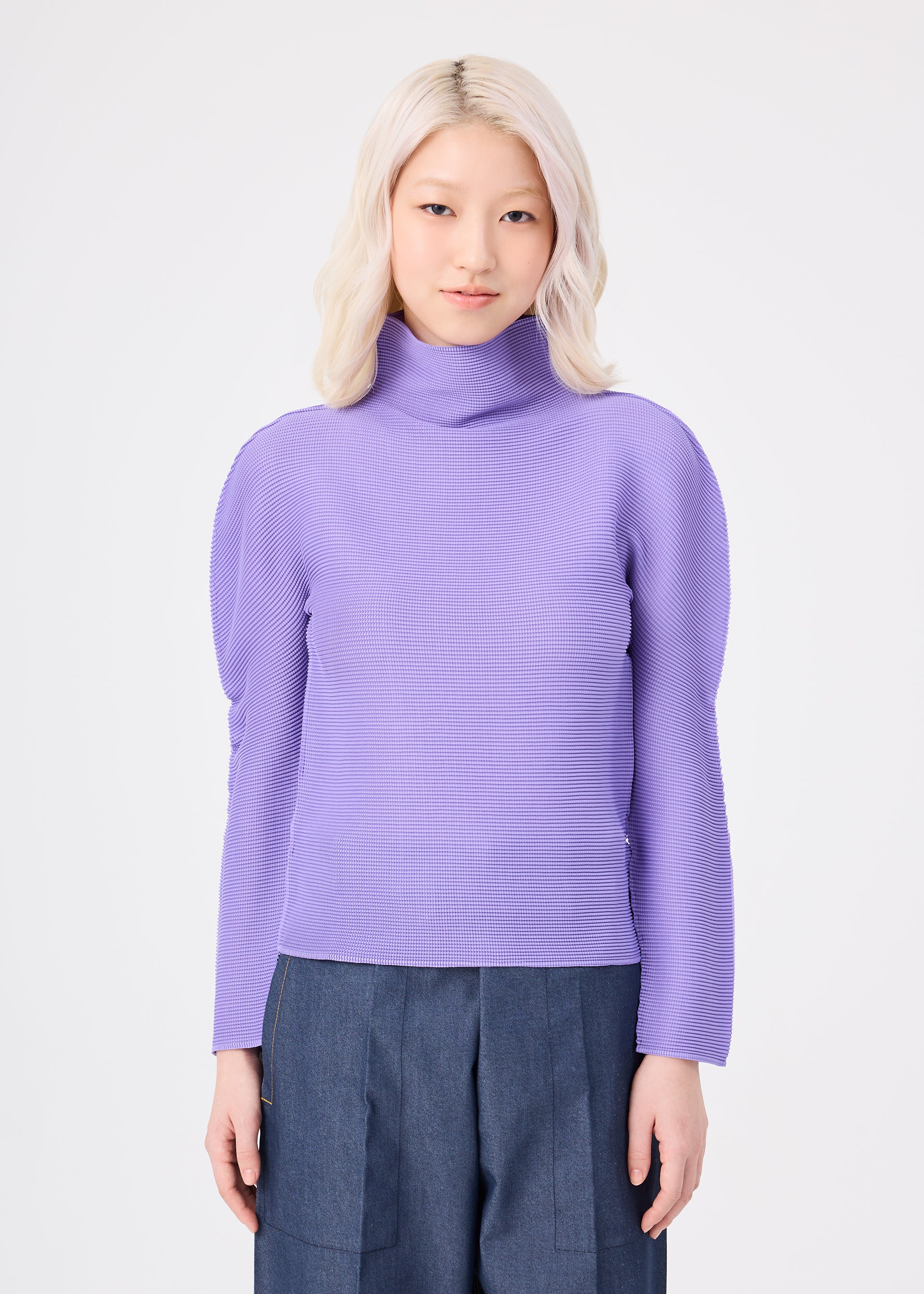 Issey Miyake Stretch Pleats 3 top rumělká elastický
