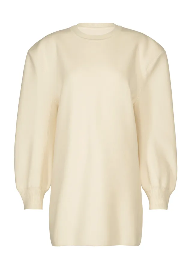 Issey Miyake Handsome Knit šaty off-white vlněné mini
