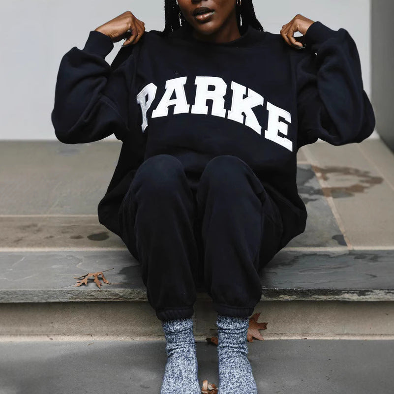Norielle Varsity oversize mikina námořní S s potiskem