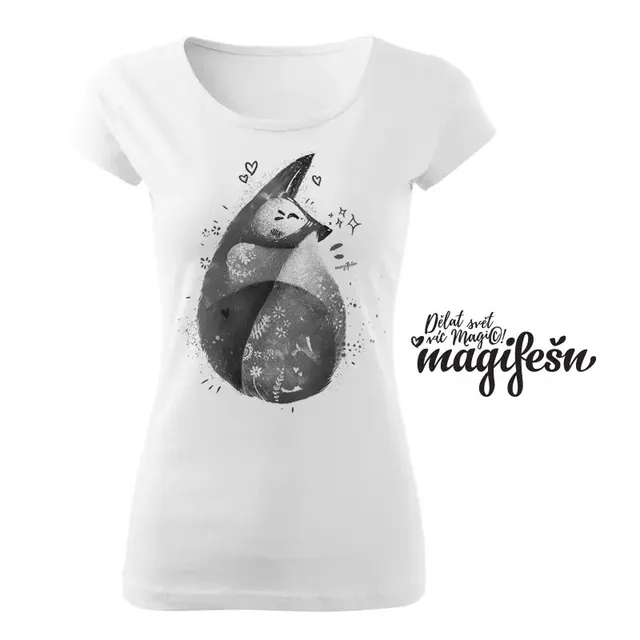 Magifešn XX Foxi BW tričko biobavlna černobílé