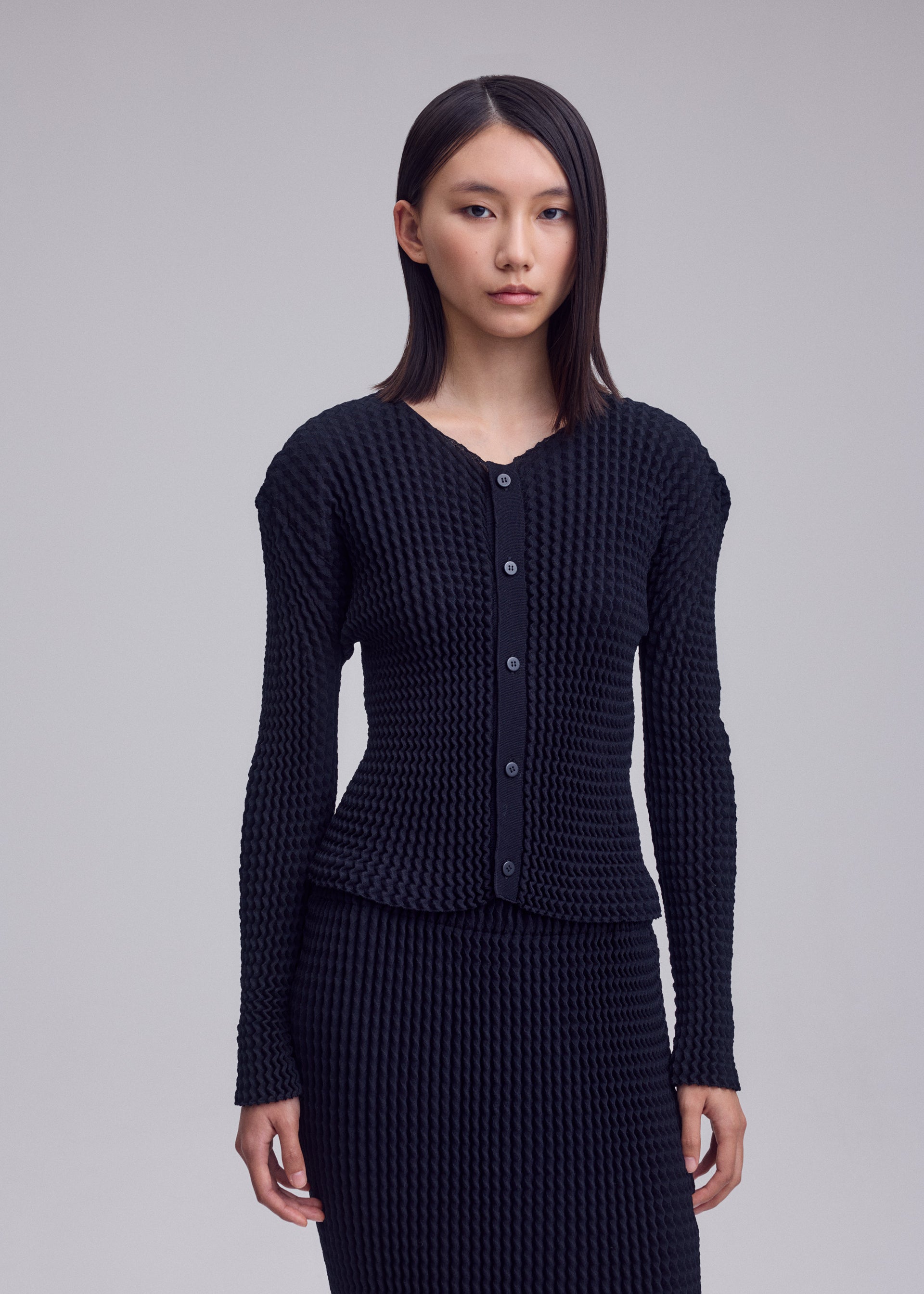 Issey Miyake Spongy BK-68 kardigan černý bavlněný