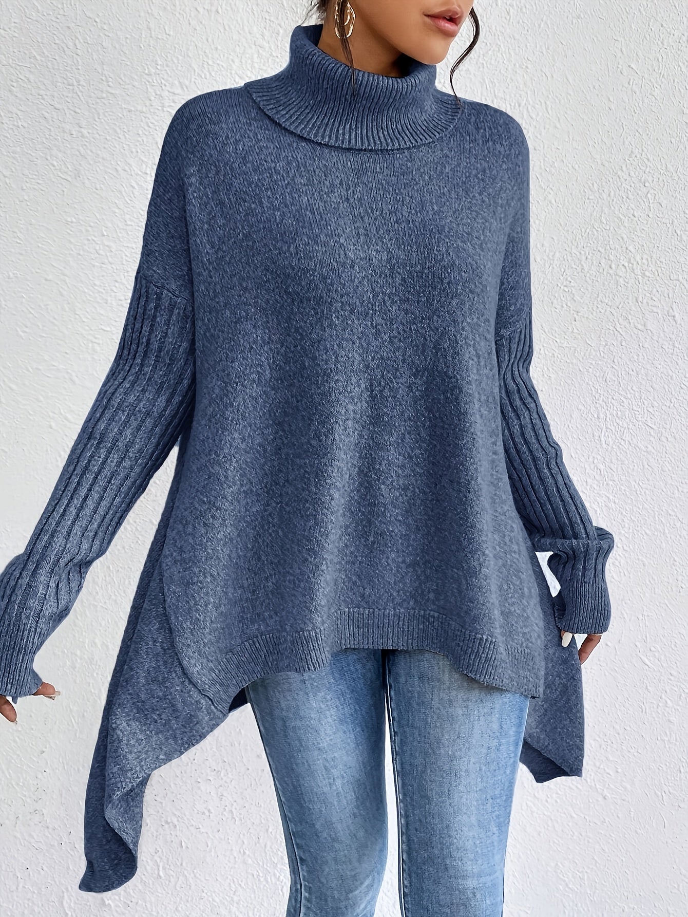 Norielle rolák oversize svetr asymetrický zelený