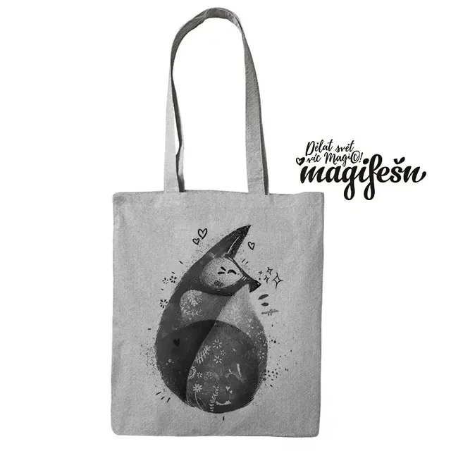 Magifešn Foxi plátěná taška MEDIUM černobílá