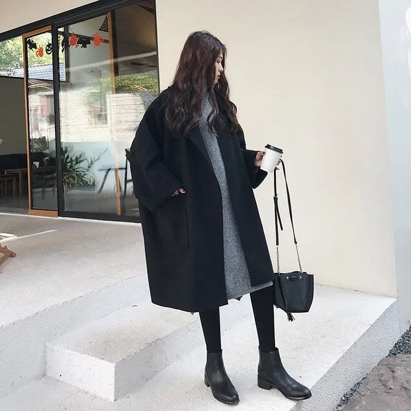 Norielle dámský oversize kabát polodlouhý černý