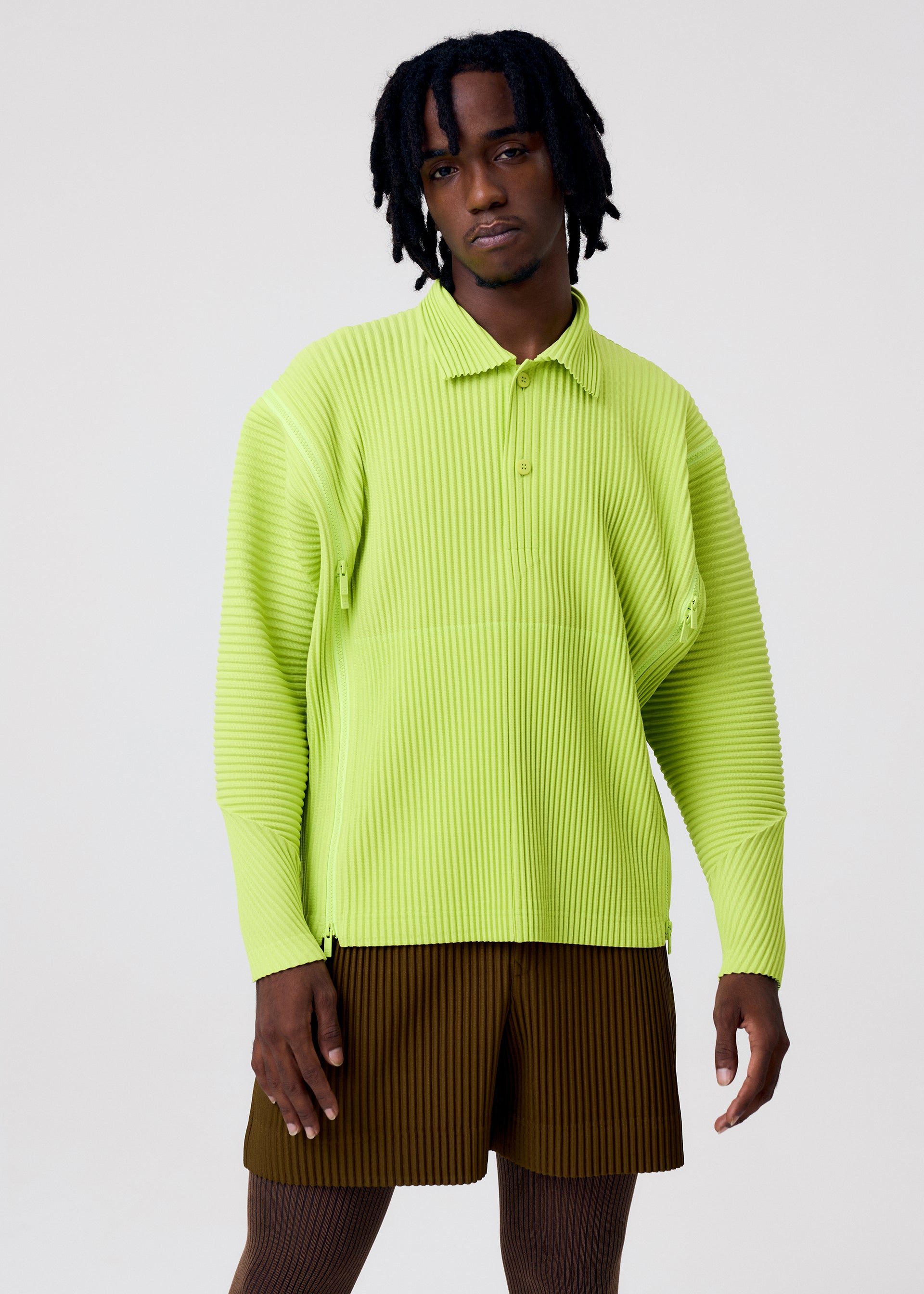 Homme Plissé Issey Miyake Multi-Fastened polokošile hnědá