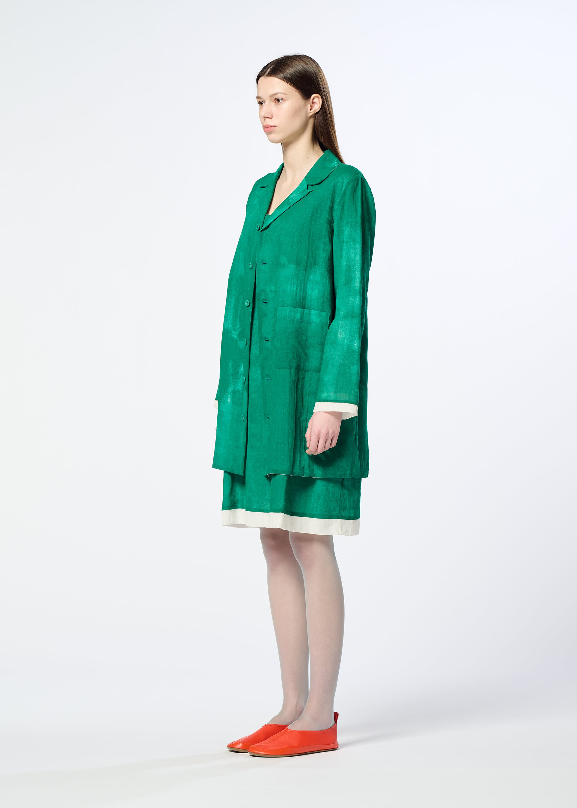 Issey Miyake HaaT Wall White Hem košile šedá hedvábná