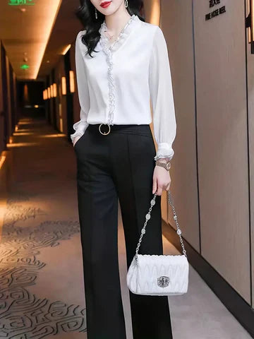 Norielle elegantní halenka průsvitné rukávy černá