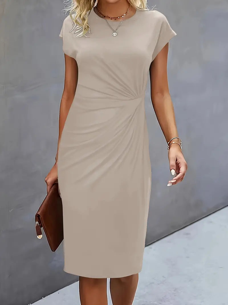 Norielle midi šaty s řasením červená M elegantní
