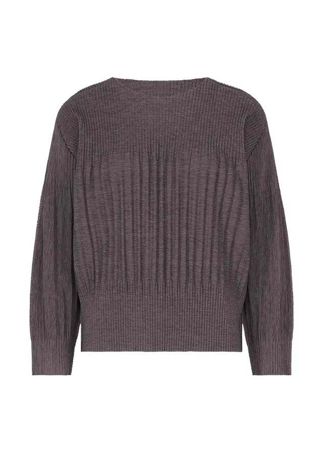 Issey Miyake Mix Fine Knit Pleats top Taupe dlouhý rukáv