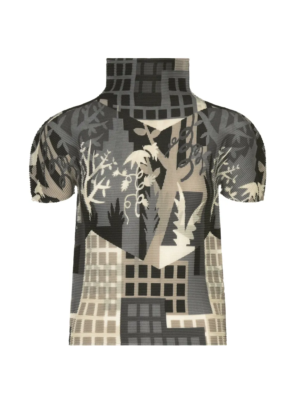 me Issey Miyake Building triko Gray-Hued stretch plisé