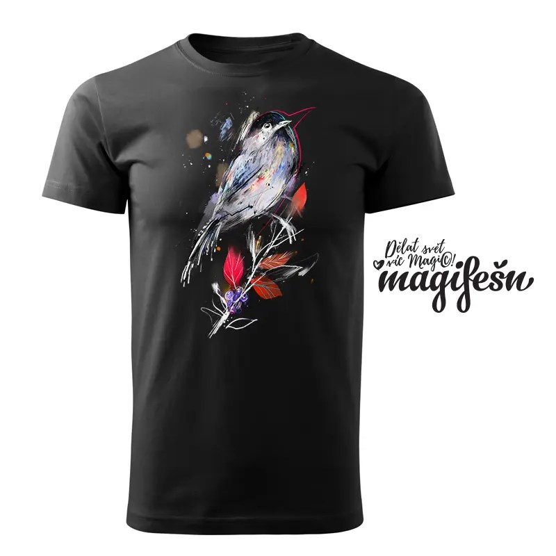 Magifešn XY tričko Borůvkový ptáček night biobavlněné