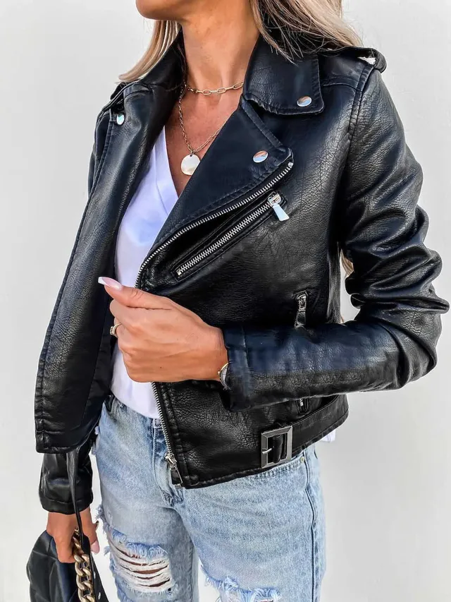 Norielle biker křivák bunda z eko kůže černá krátká