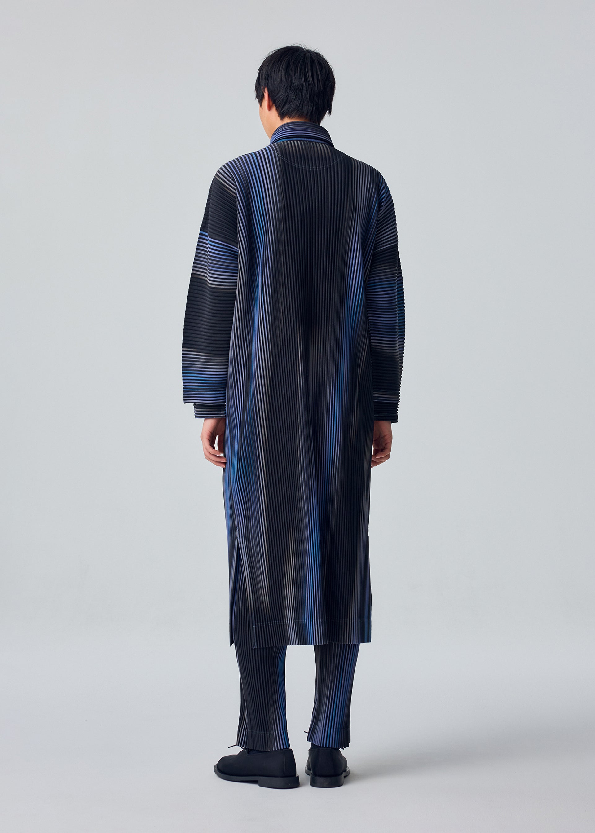 Issey Miyake Blend of Lights košile hnědá pruhovaná