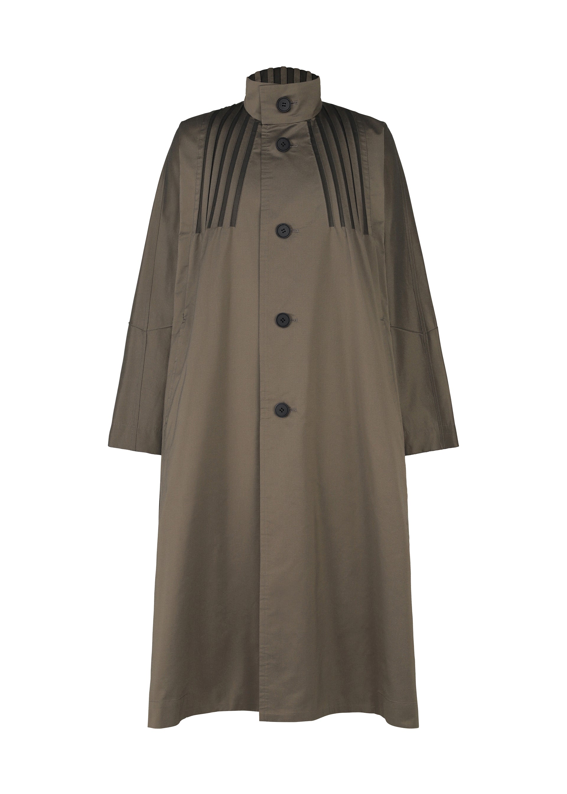 Issey Miyake Type-S 001-1 kabát tmavě šedá strečový