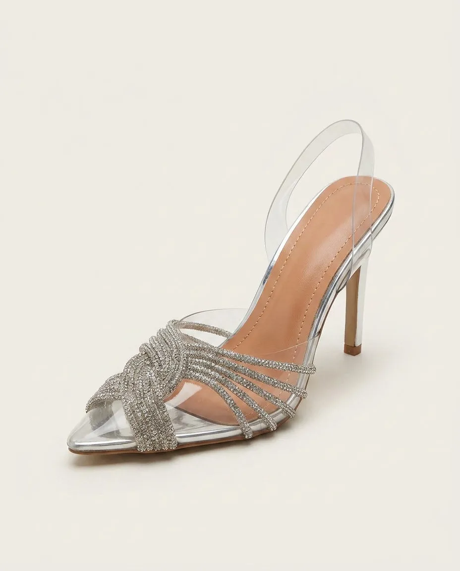 Norielle lodičky slingback stříbrné s kamínky