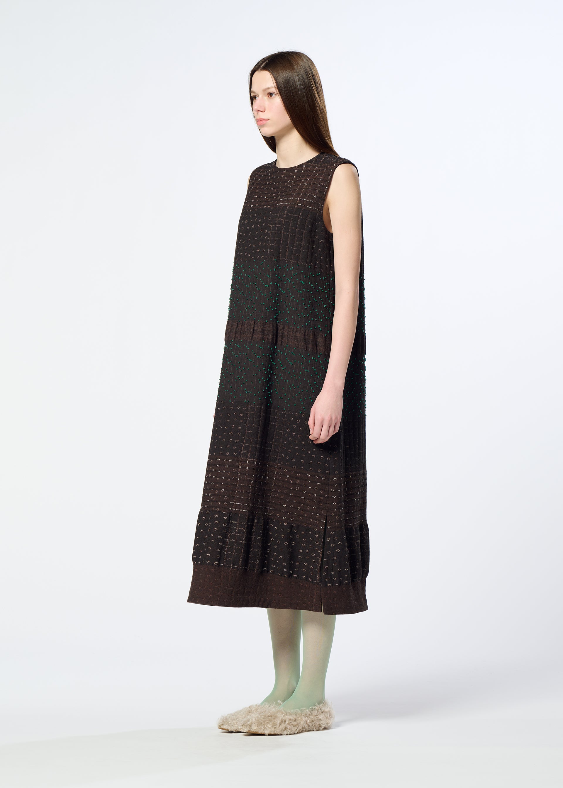 Issey Miyake HaaT Collage Stretch I šaty Dark Brown vel. 2