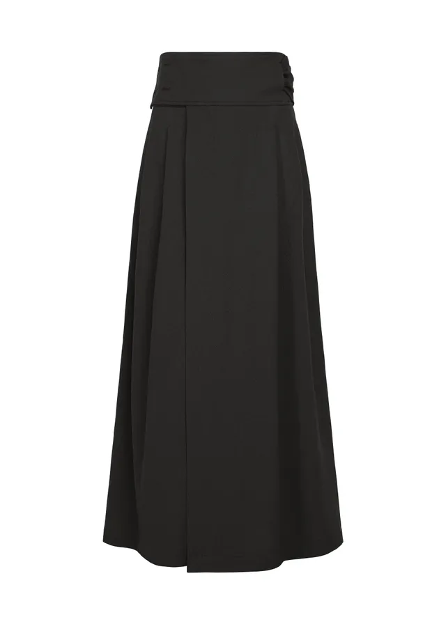 Issey Miyake SHRINK WOOL široké kalhoty černé
