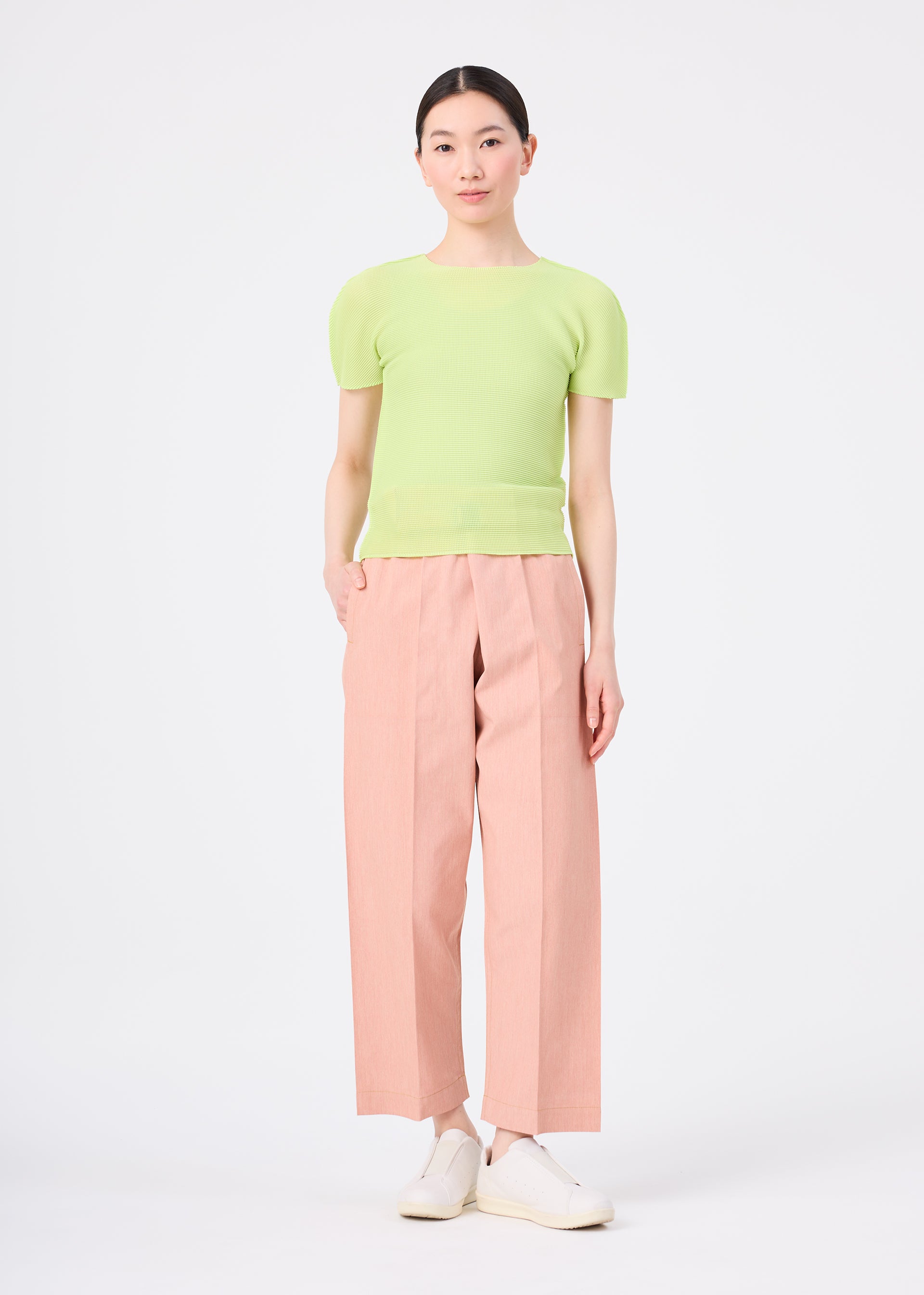 Issey Miyake Flat Denim kalhoty lososové