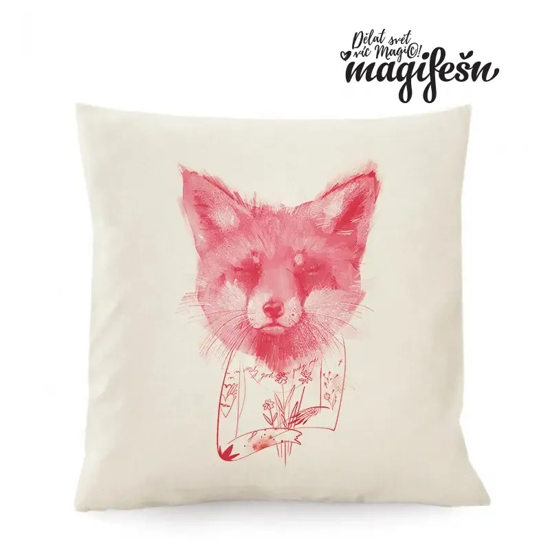 Magifešn FAIR TRADE Polštář Růžová liška povlak 50x50