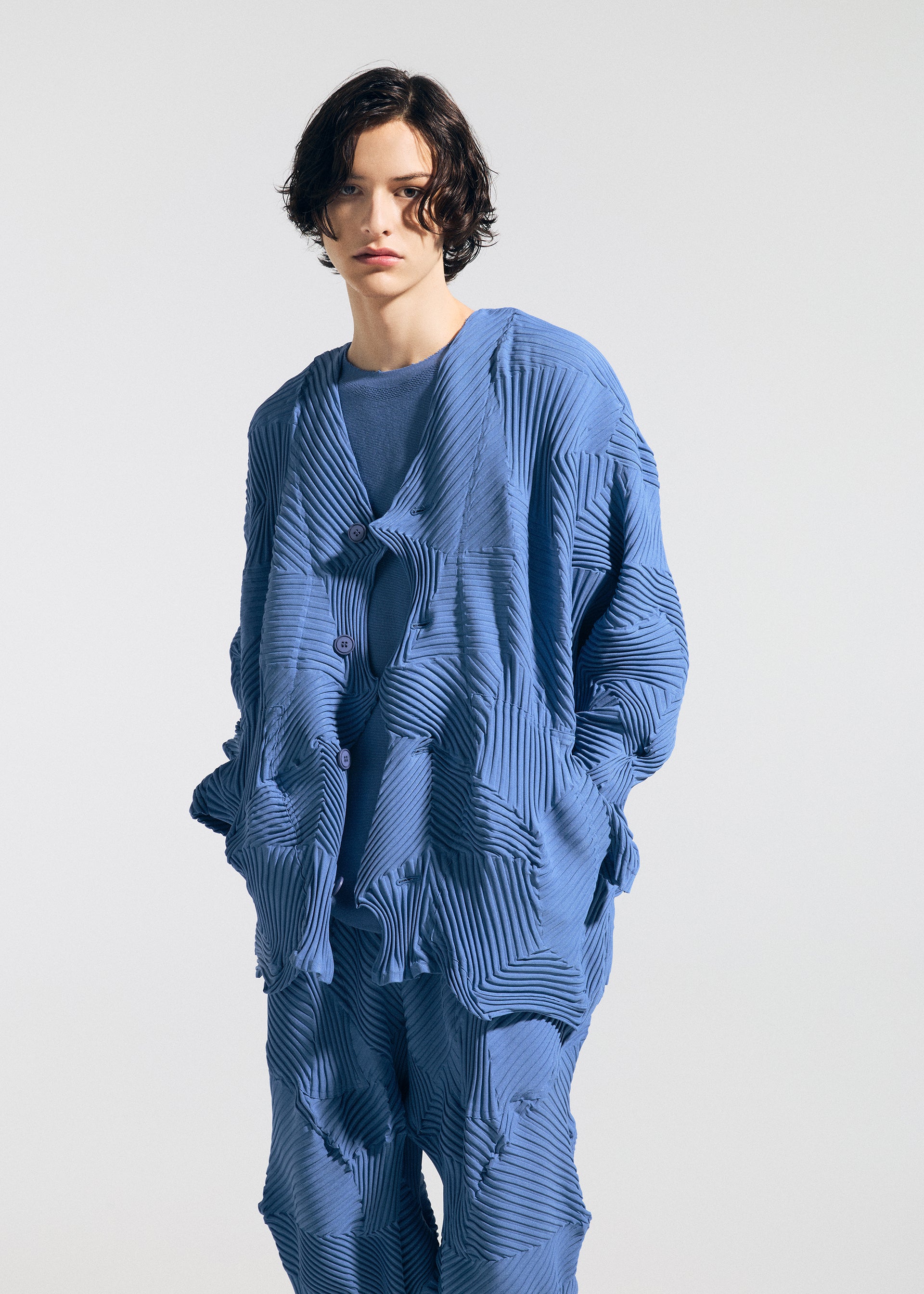 Issey Miyake Type-P 003-1 kalhoty salmon red plisované