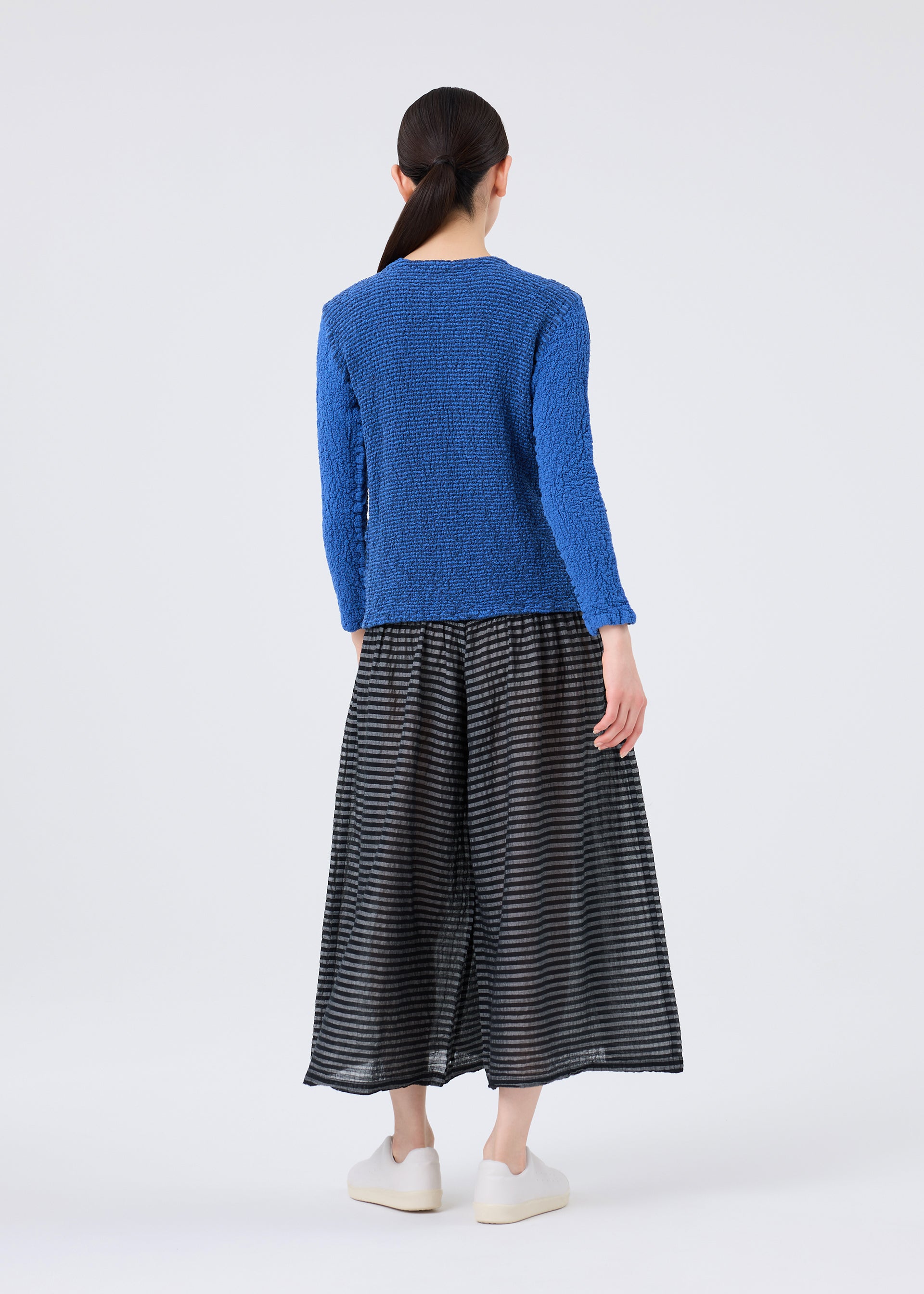 Issey Miyake Stripe Cauliflower široké kalhoty black-hued