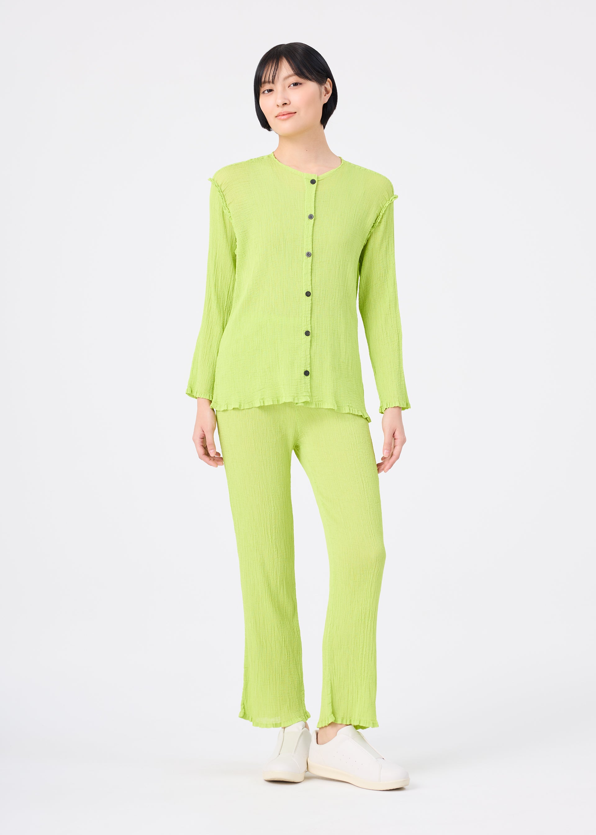 Issey Miyake See-Through Crepe kalhoty černé