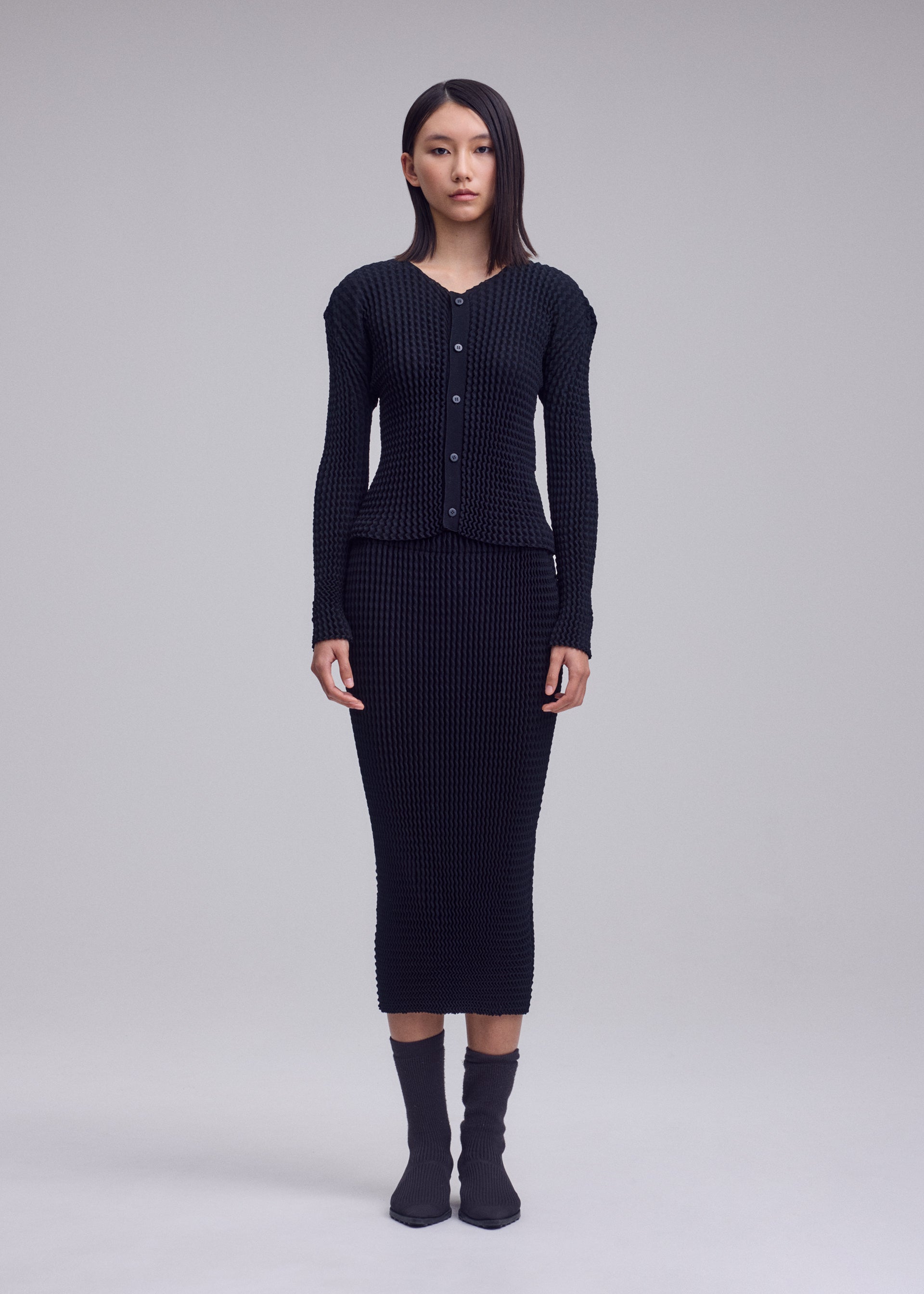 Issey Miyake Spongy BK-68 kardigan černý bavlněný
