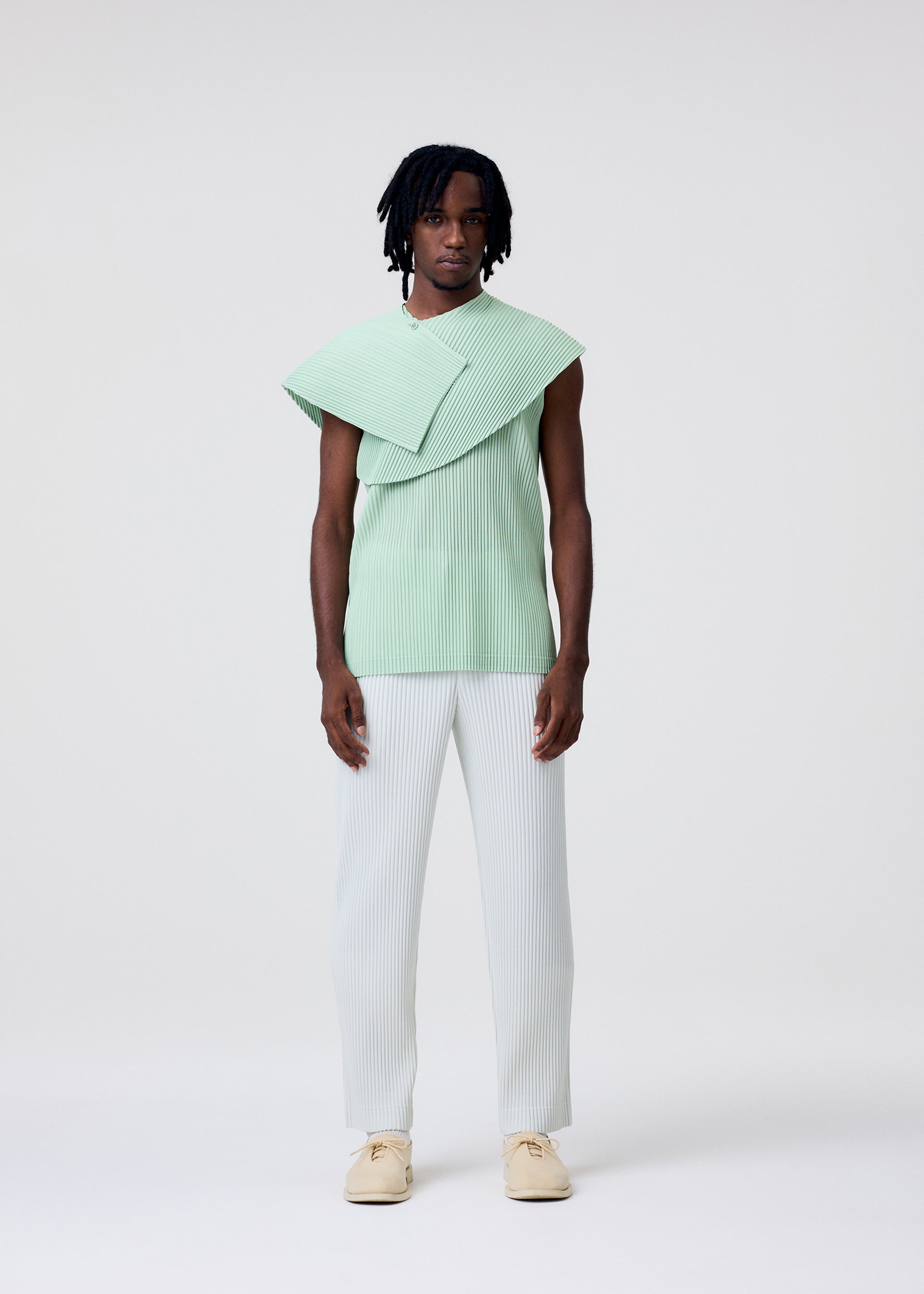 Issey Miyake Tailored Pleats 3 kalhoty růžové rovné