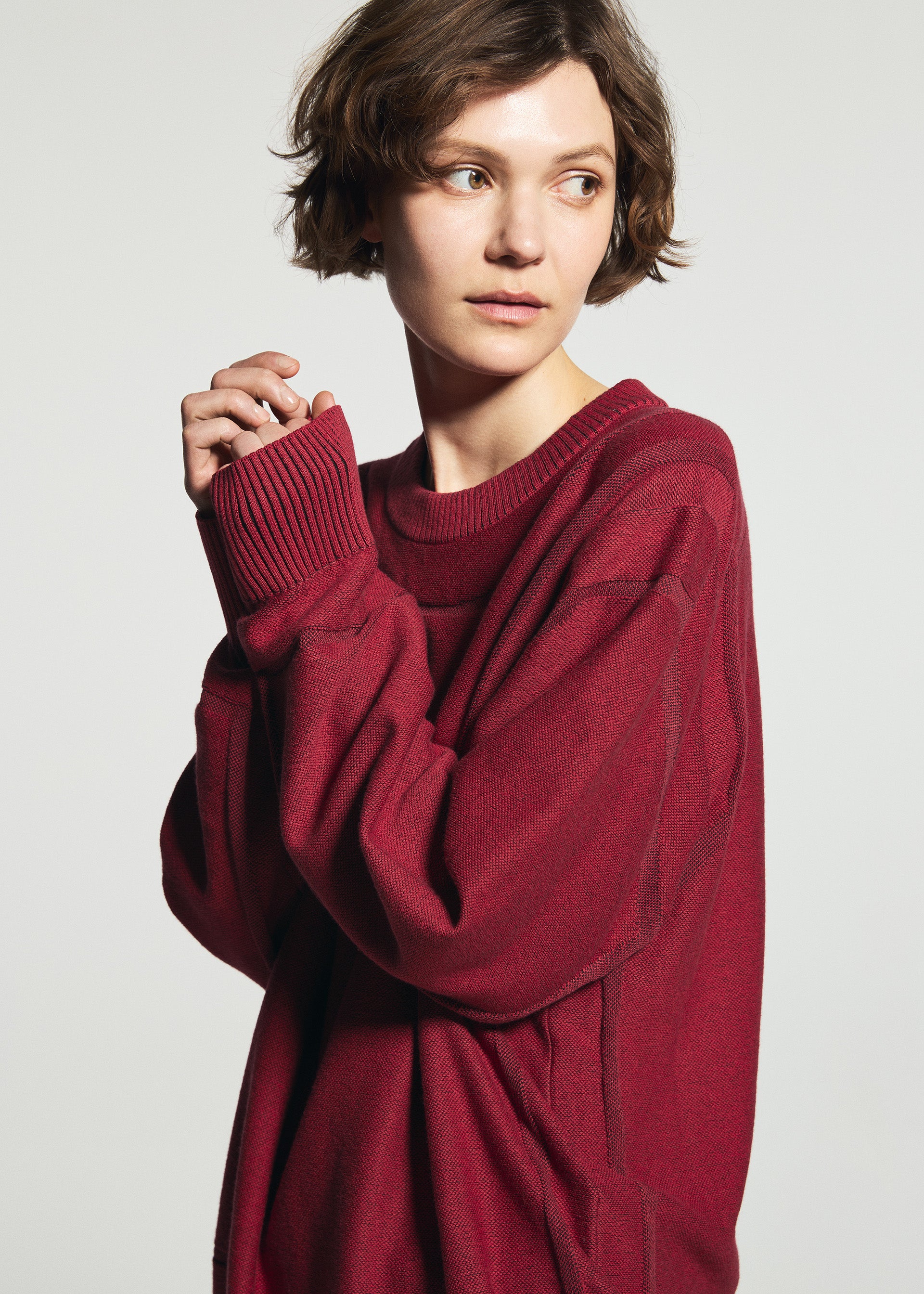 Issey Miyake TYPE-K 010 pletený top černá dlouhý rukáv