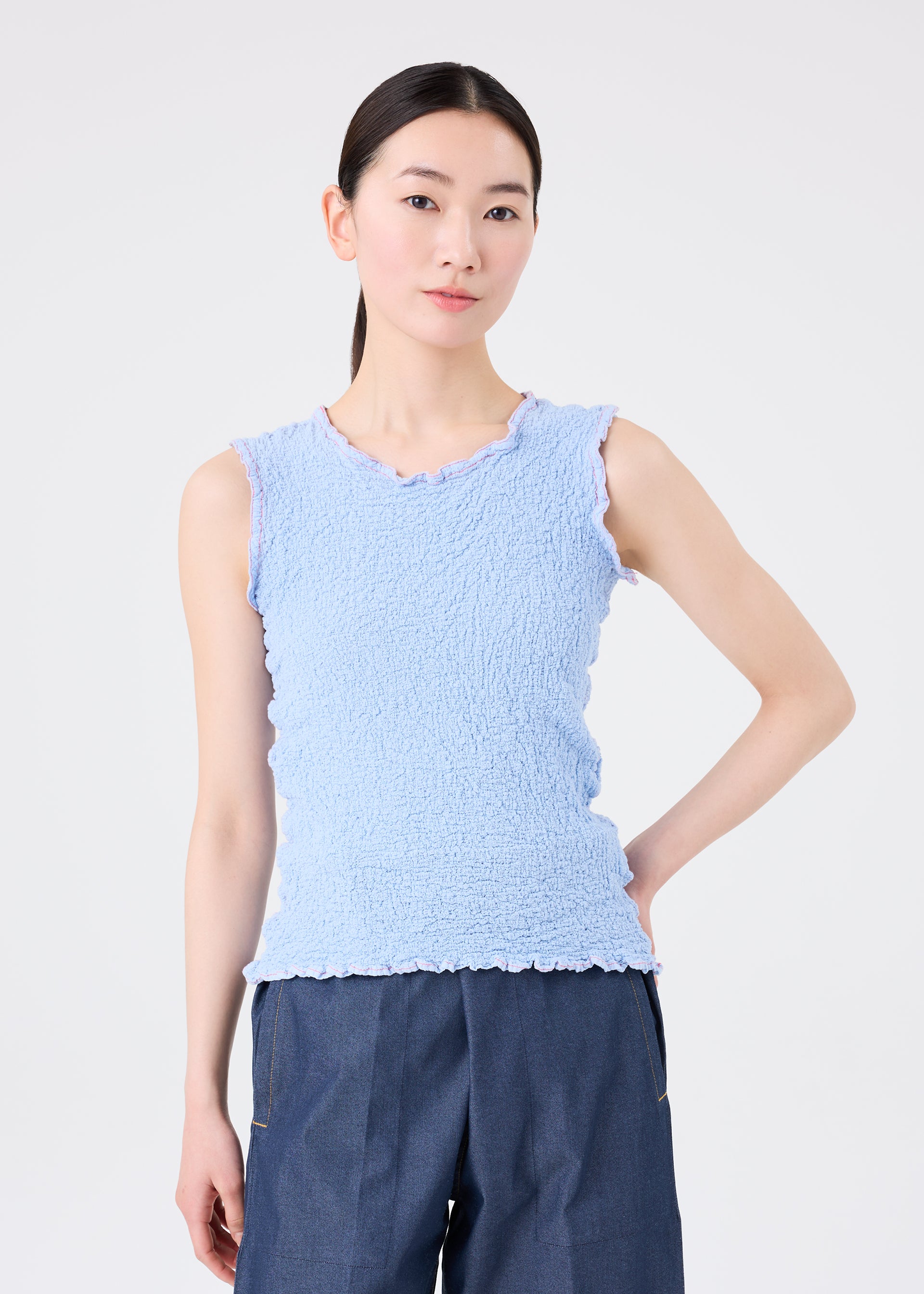 Issey Miyake Cauliflower bavlněný top černá